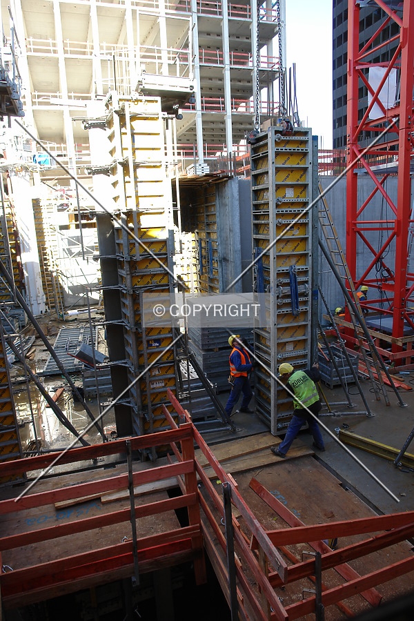 Construction workers and formwork