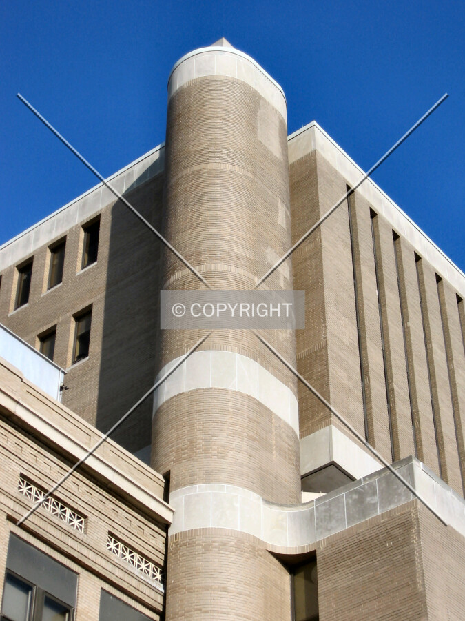 Looking up the southwest corner