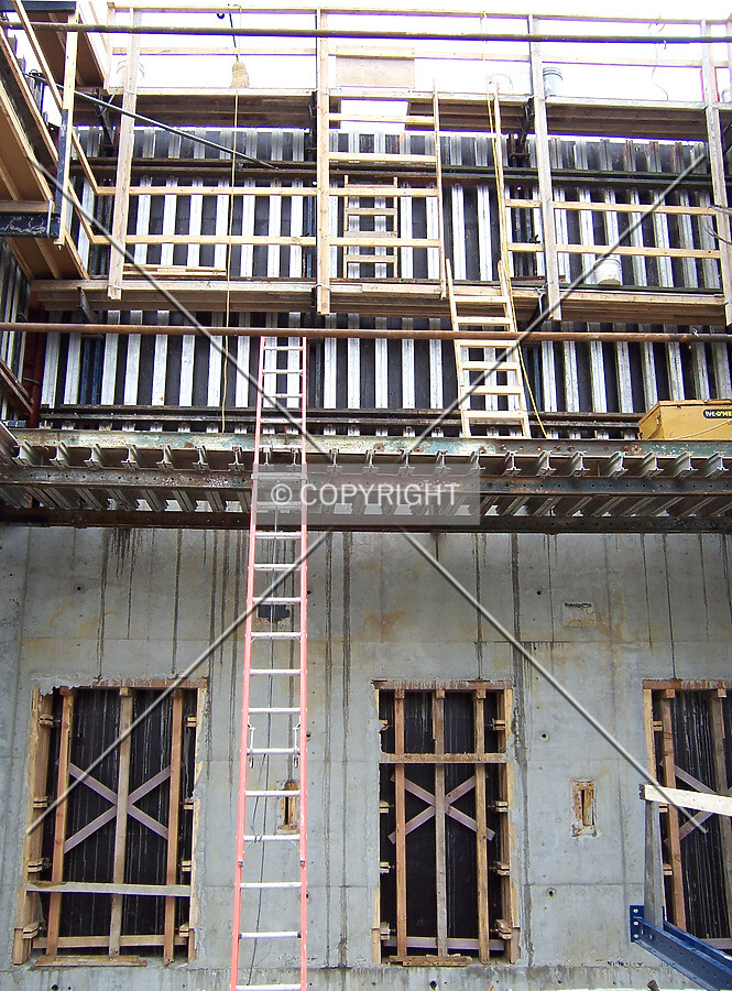 Looking into the elevator core in the southwest corner of the complex from Benson Avenue