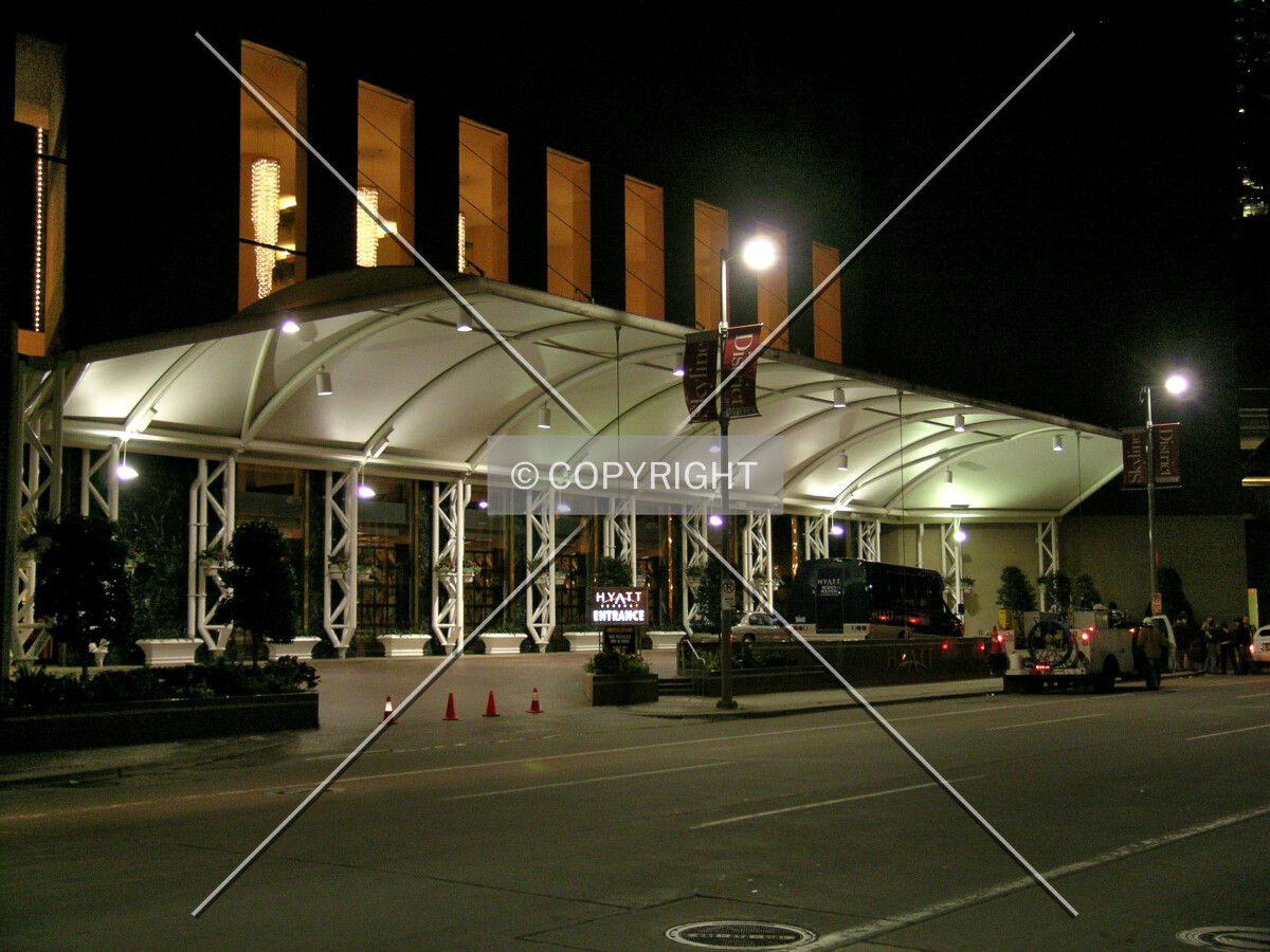 Main entrance area at night