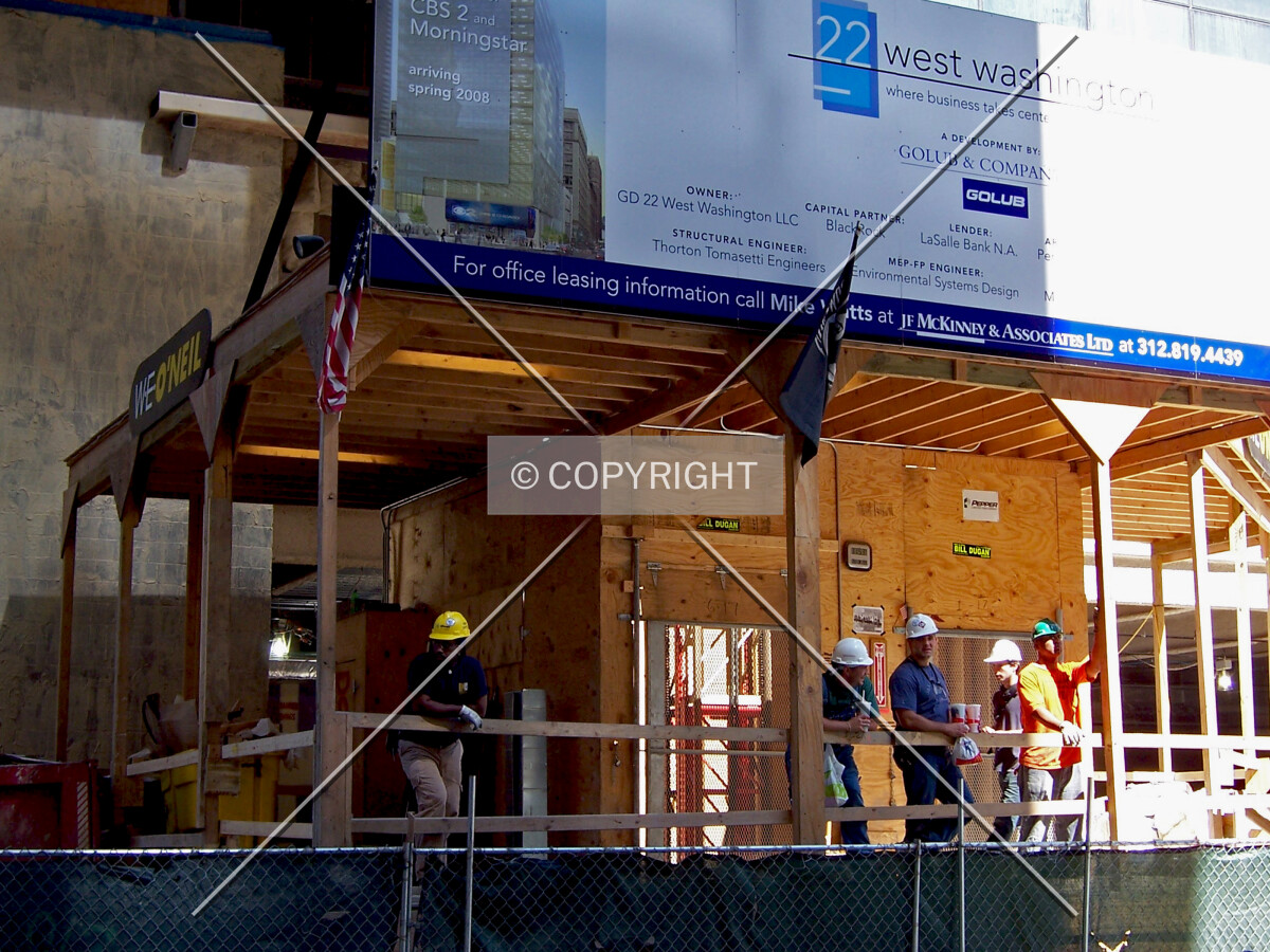 Base of the construction skip along Washington Street