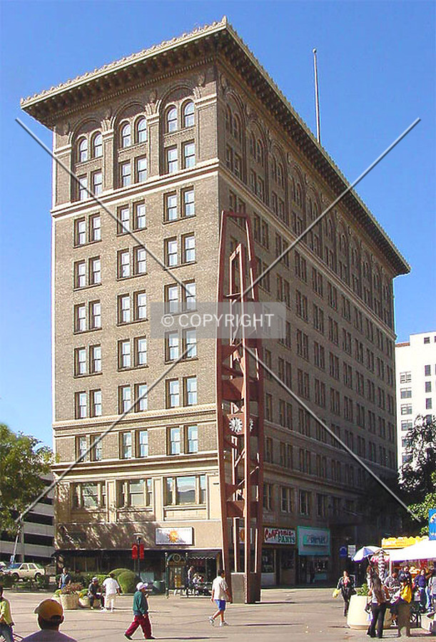 From the south behind the Fulton Mall clock tower