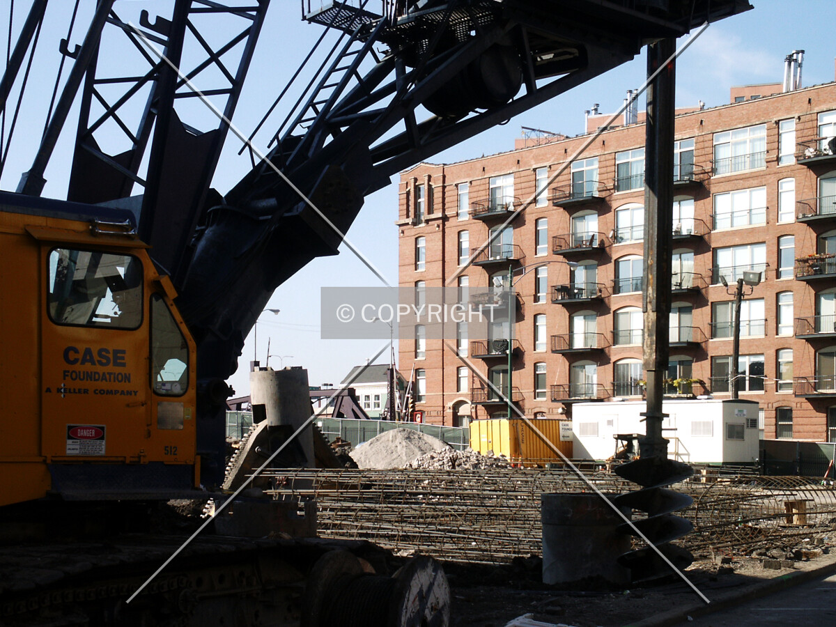 Drilling a caisson near the southeast corner
