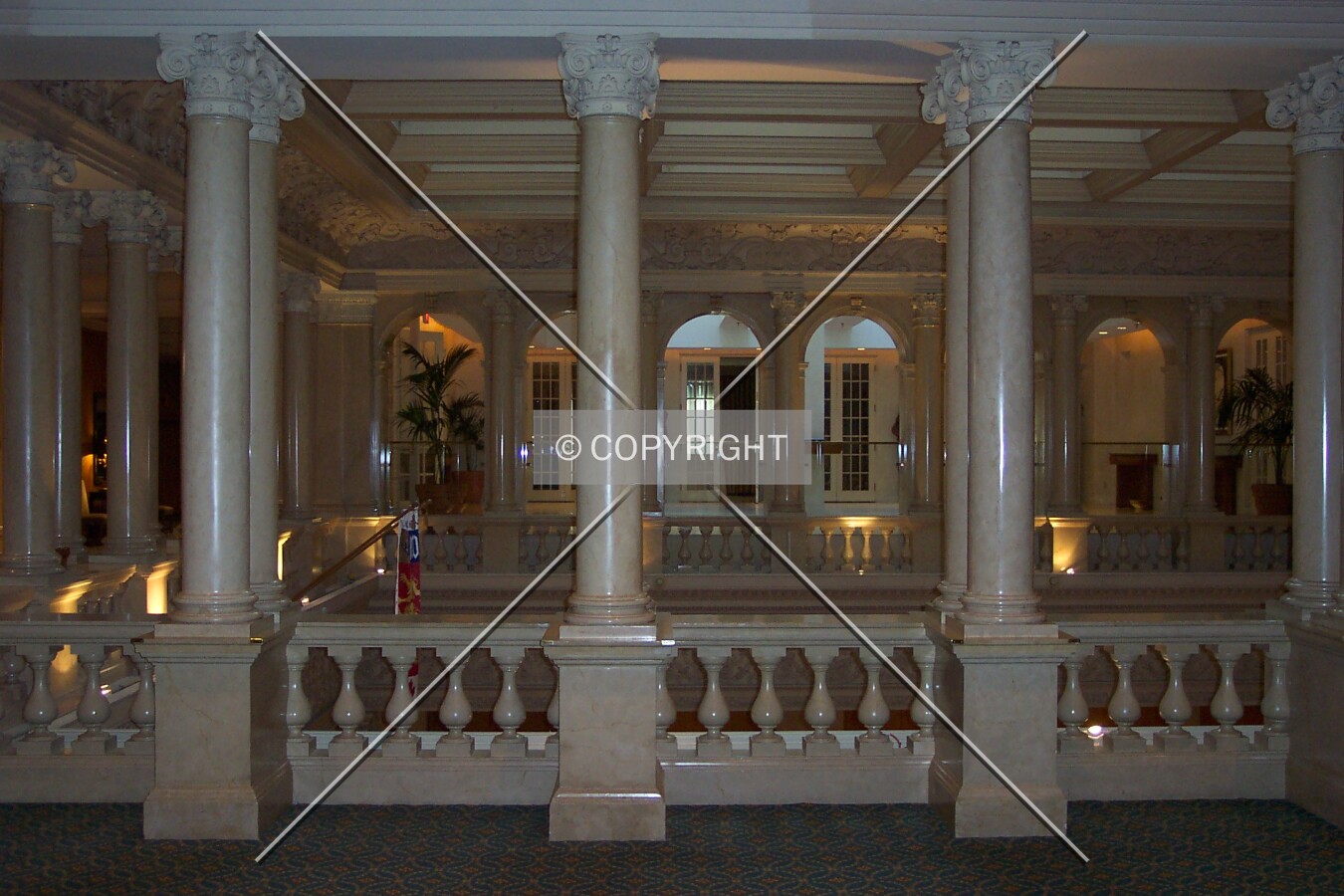 The second floor reception rooms above the main lobby
