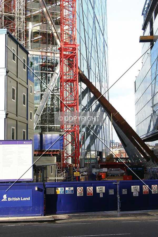 Elevated view north of the base and A-frame from Primrose Street
