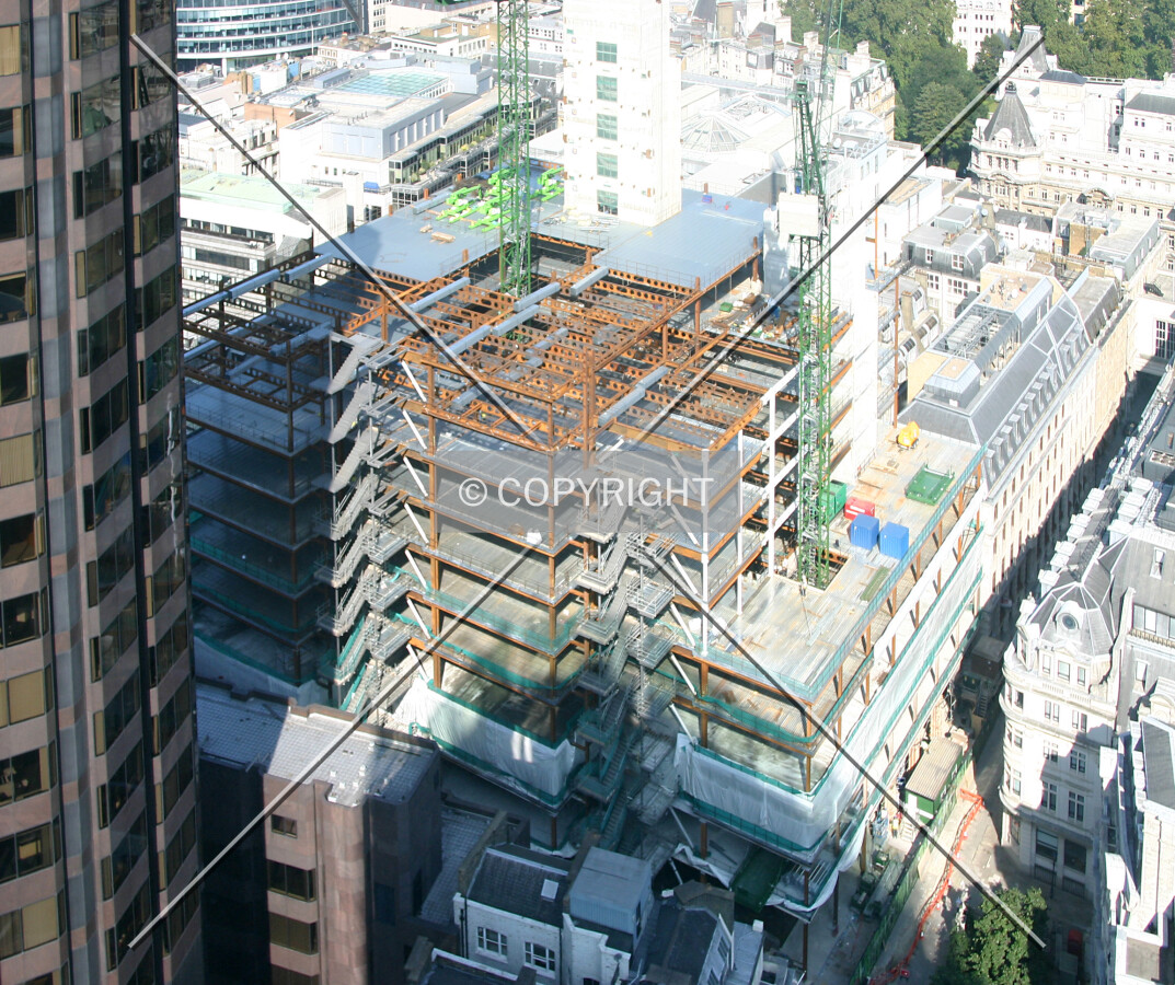 View northwest looking down from the 25th floor of 125 Old Broad Street