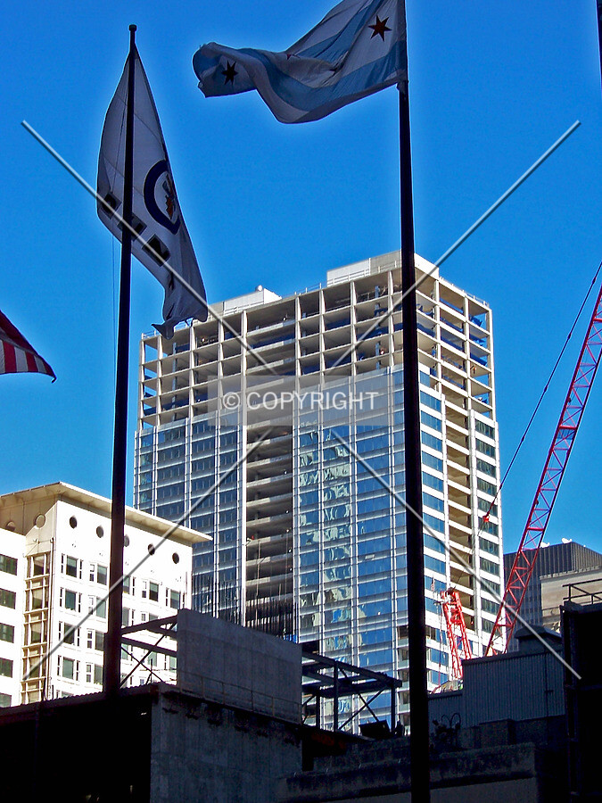 Looking northeast from Daley Plaza over Block 37