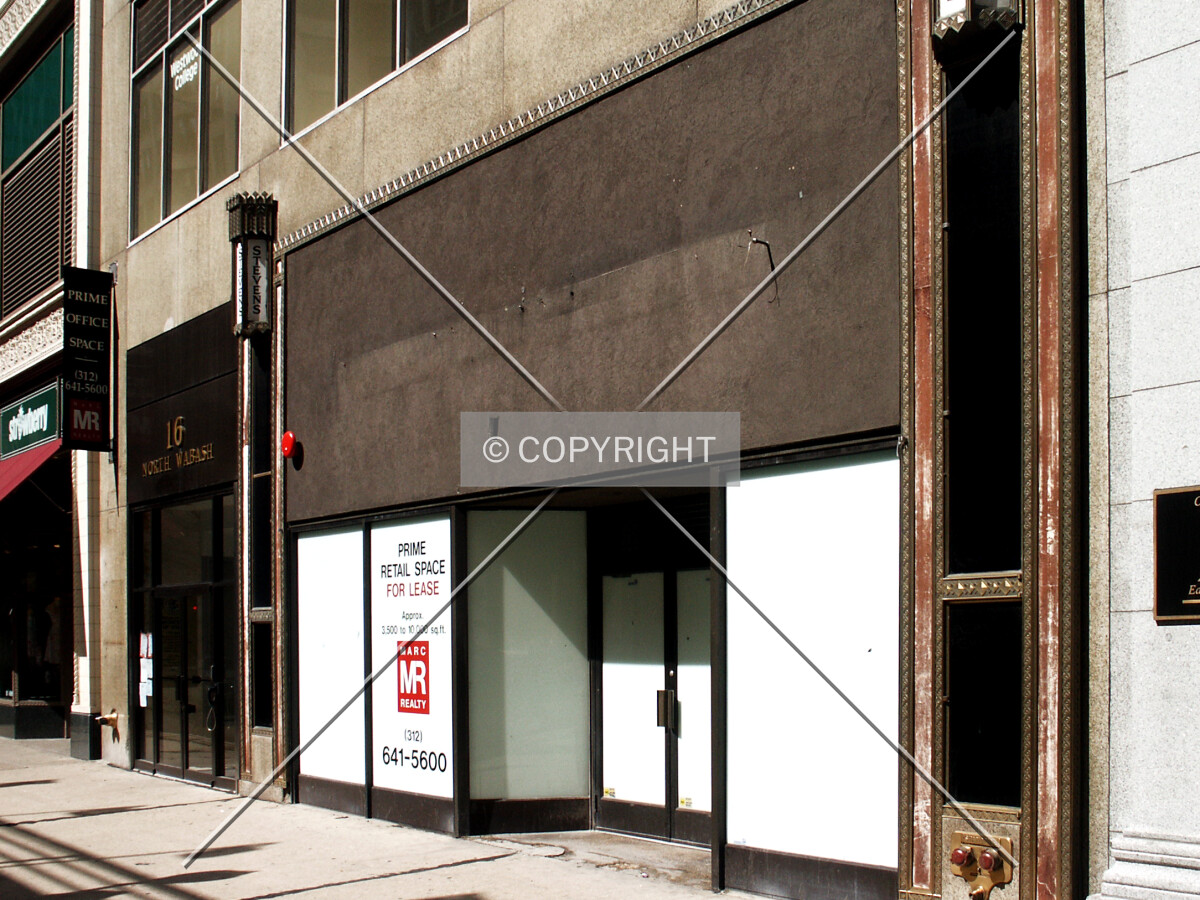 Entrance and base on Wabash Avenue