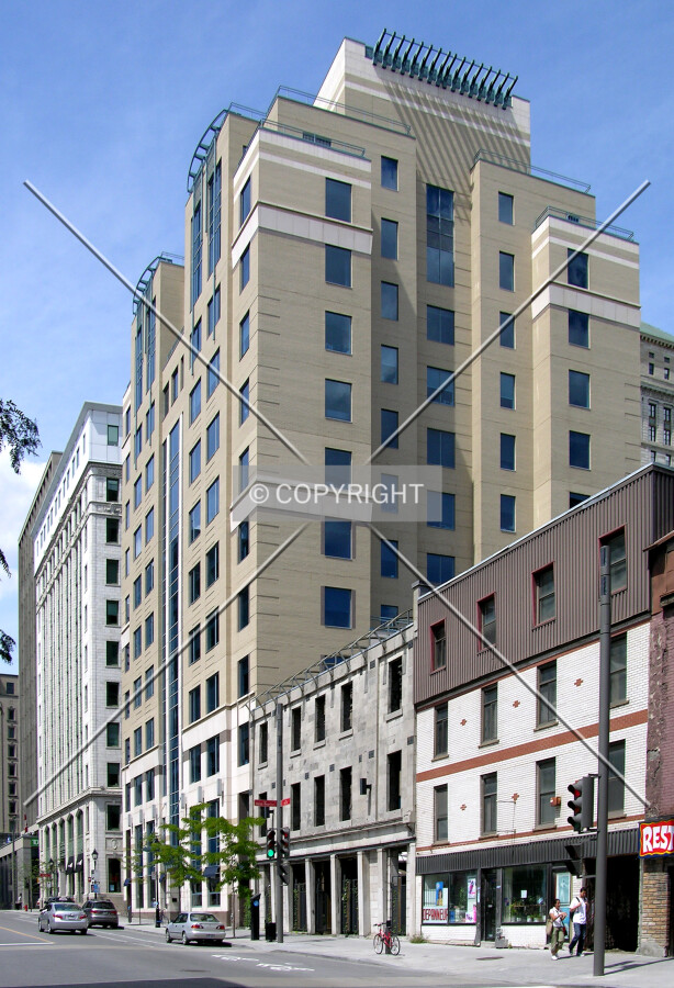 From across Rue McGill to the southeast