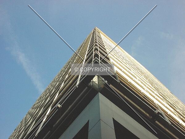 View to the top along the facade