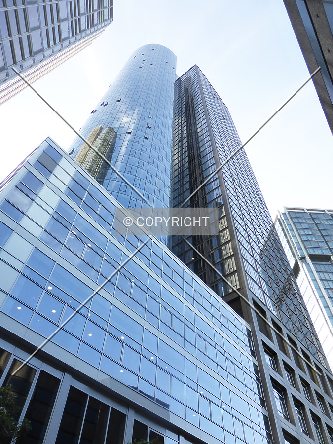 Awesome view of MAIN TOWER showing how the round and square sections form the skyscraper