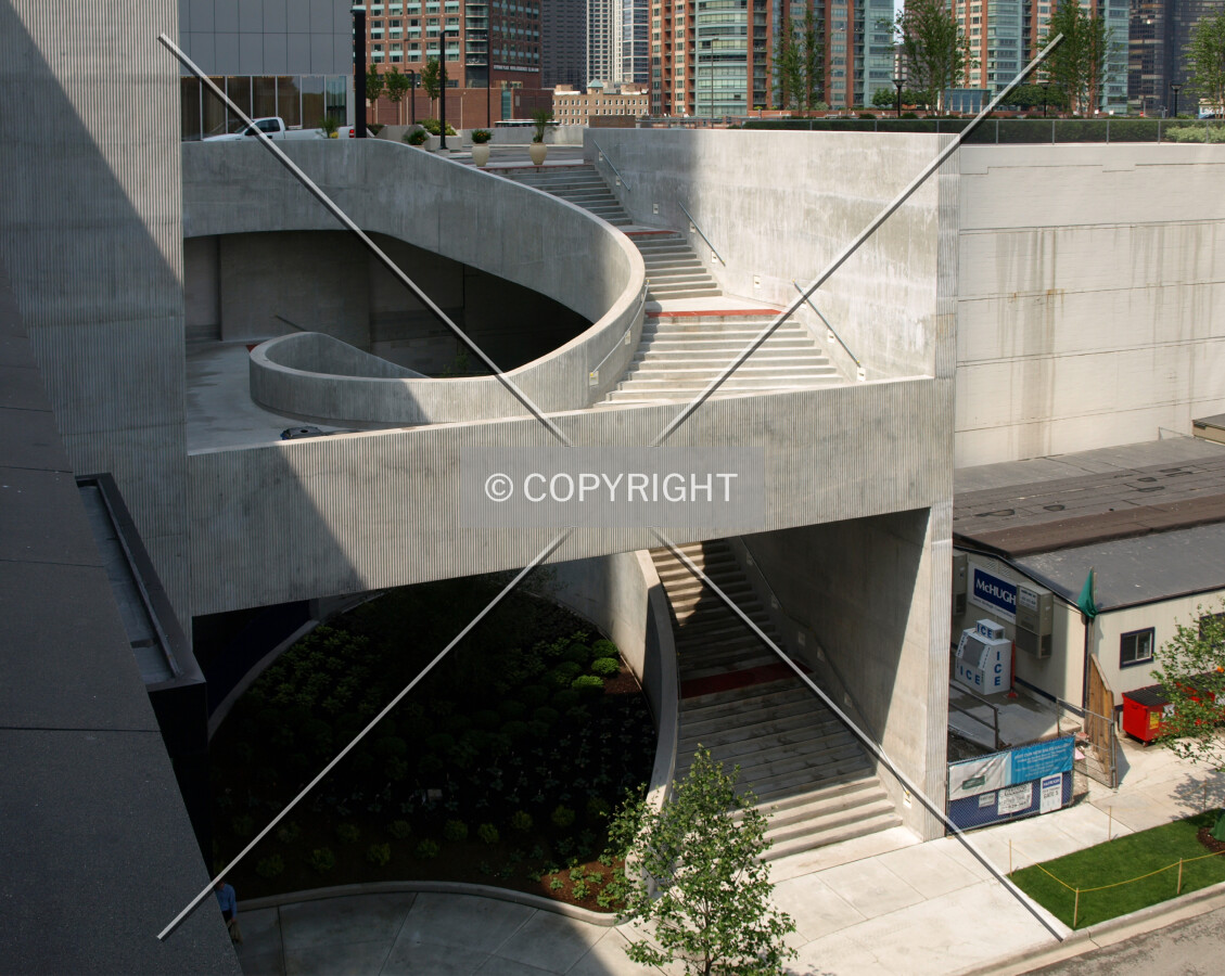 Spiral staircase from park to street level