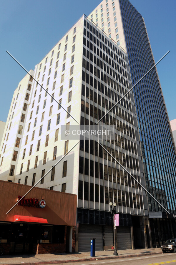 Looking up from the northeast along Flagler Street