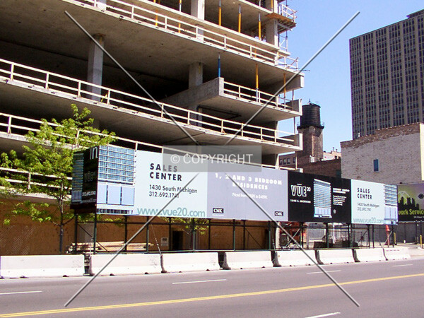 Southwest corner with advertising signs