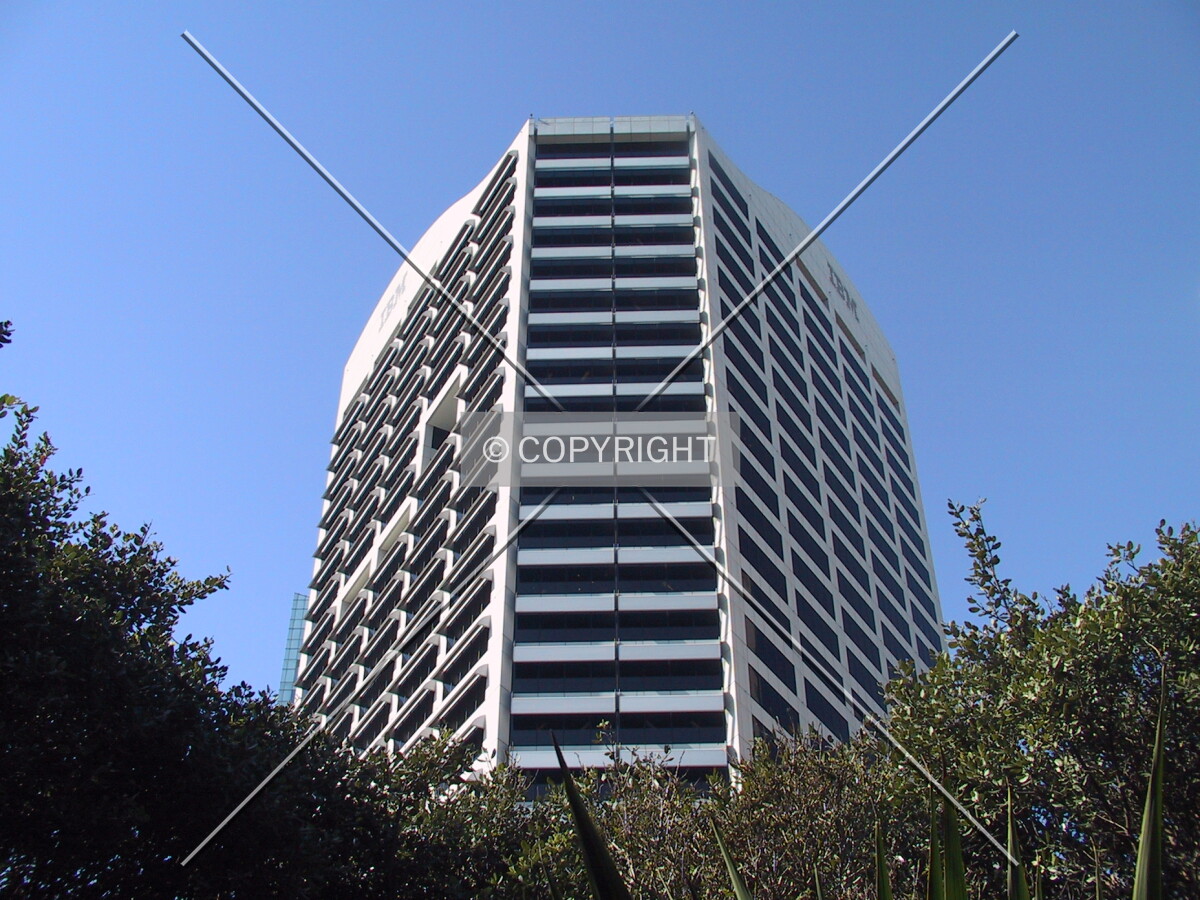 Looking up from Cockle Bay Wharf