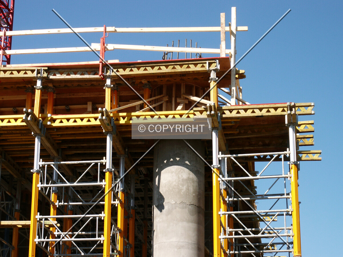 Scaffolding at the southeast corner