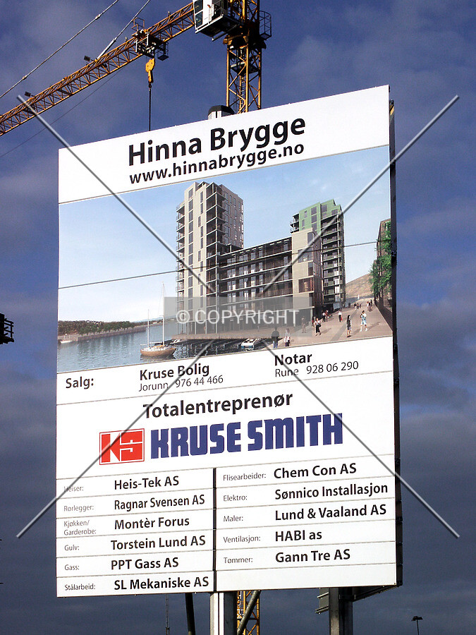 Project board southwest of the building