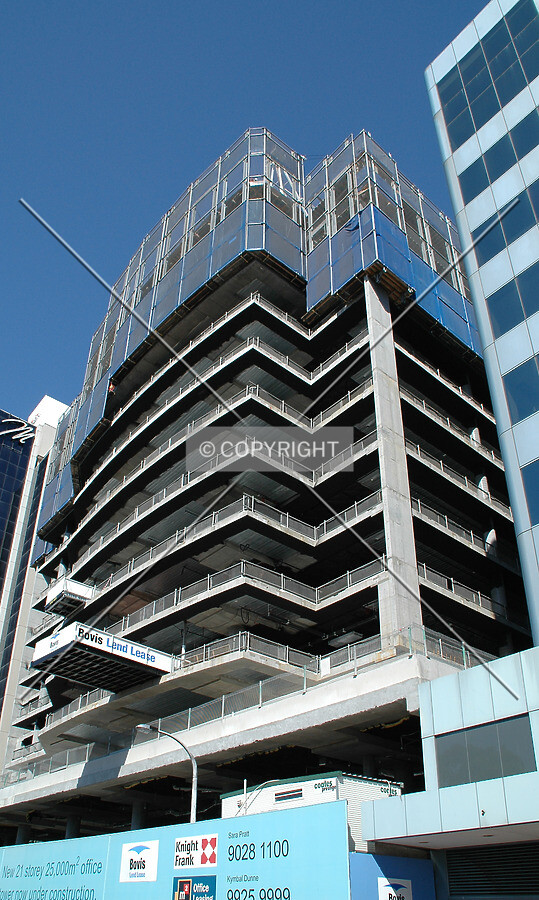 Looking up the northeast corner