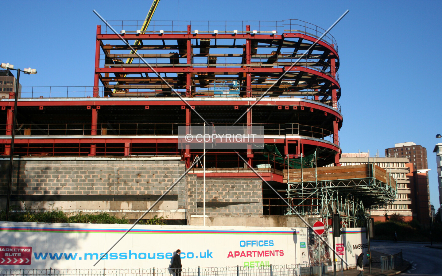 View of the construction progress