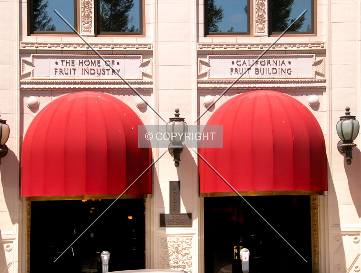 Signage and awnings over entryways