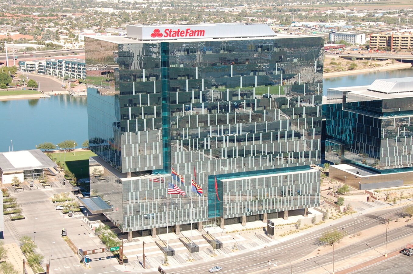 Elevated view from the southwest