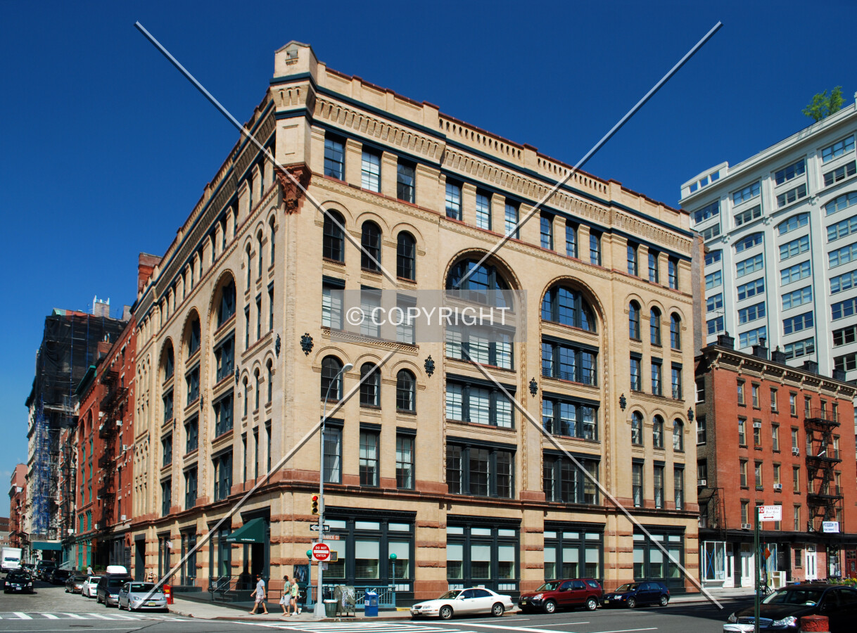 Viewed from the south along Varick Street