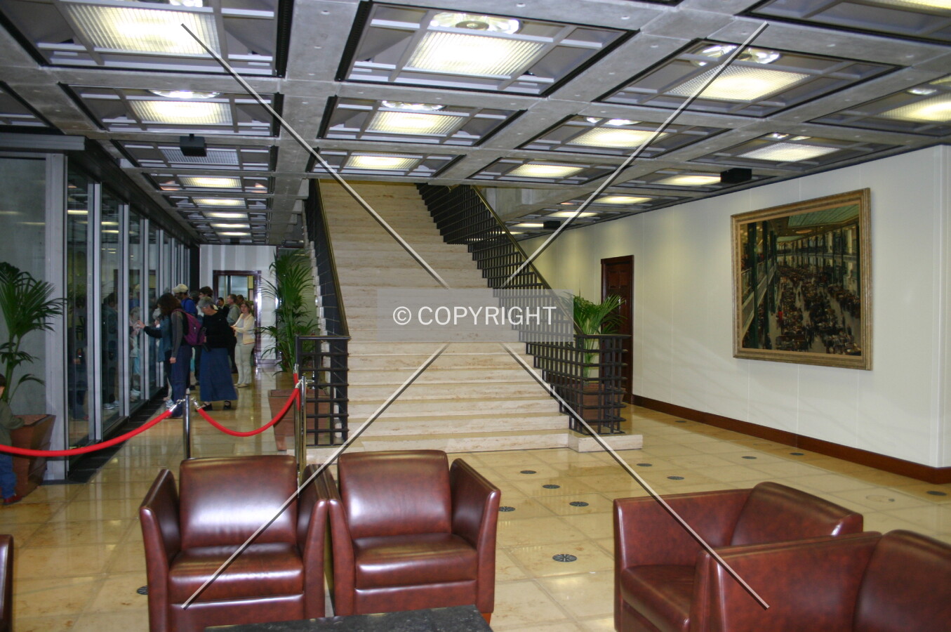 An upper level lobby