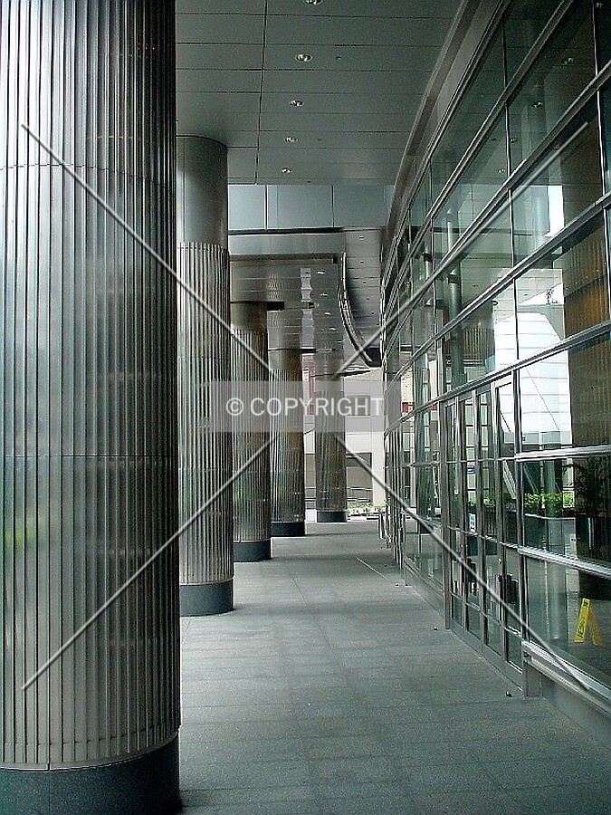 Columns and glass at the first storey