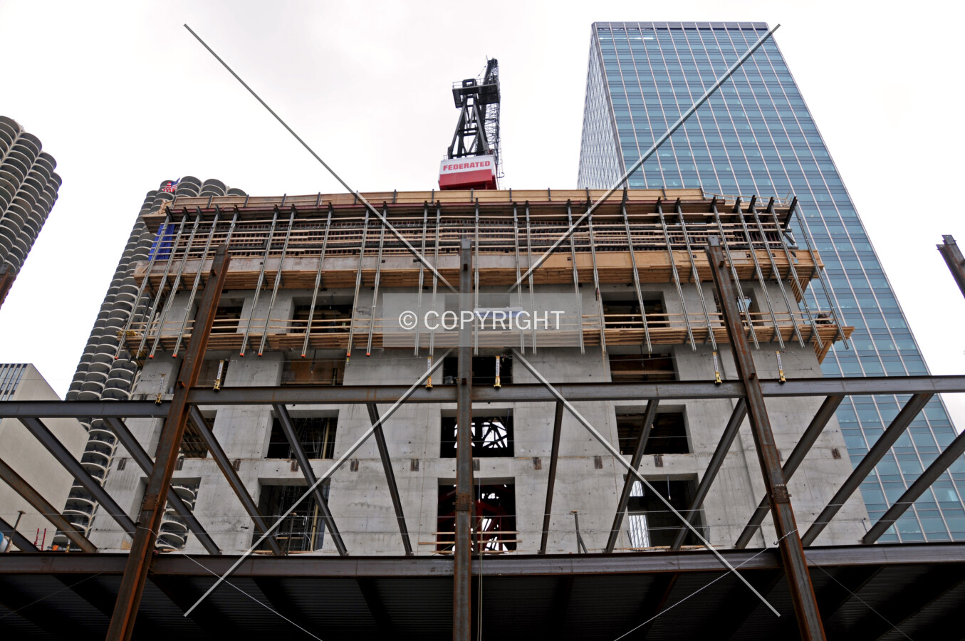Looking up from Kinzie Street