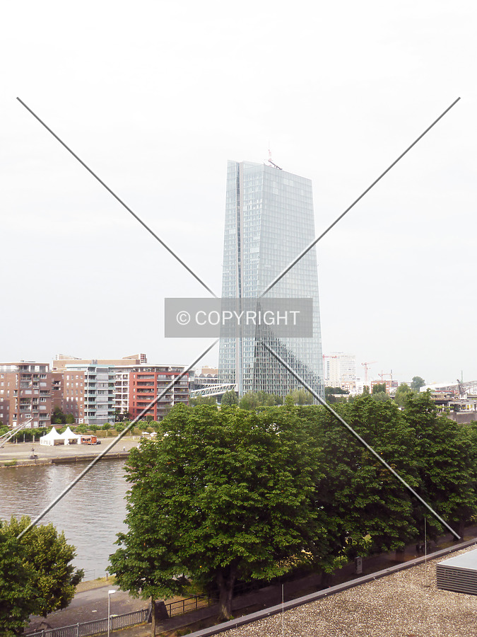 The European Central Bank skyscraper as seen from the Main Plaza roof