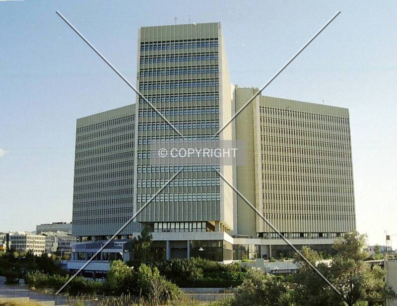 View of the building from a neighboring shopping centre