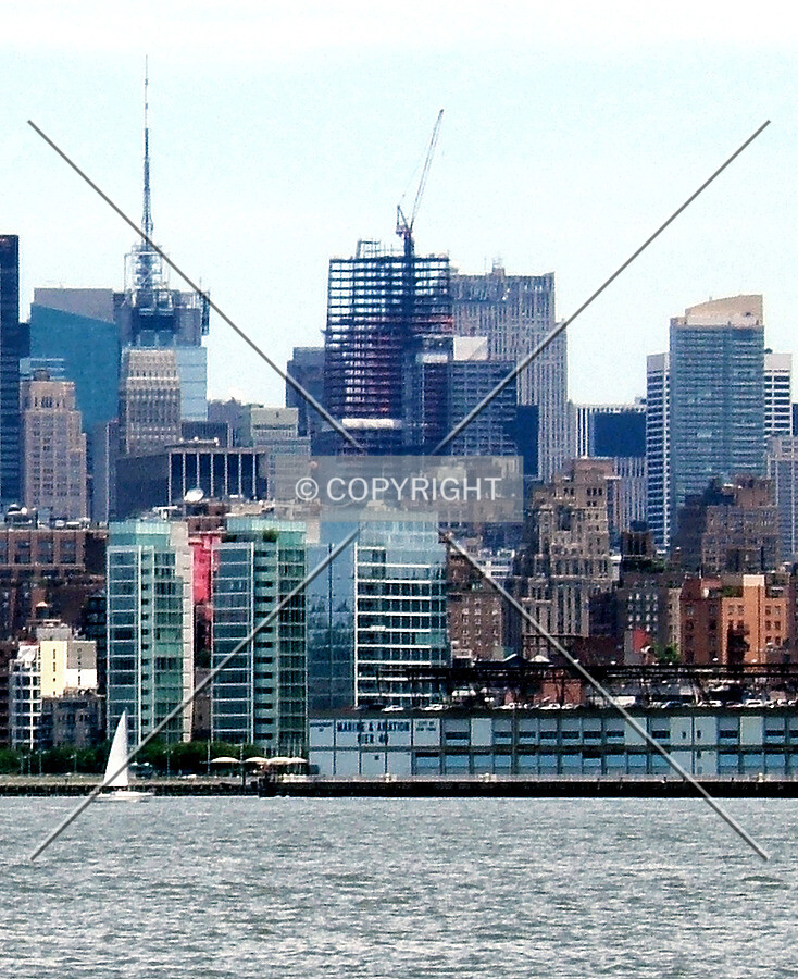View from the southwest showing the steel frame emerging on the skyline