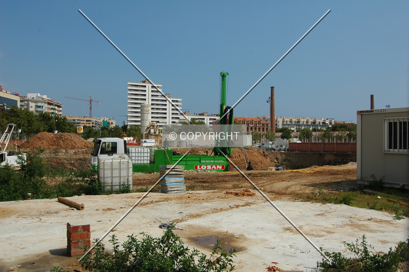 Working on the building's foundations