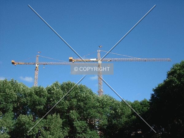 Tower cranes from a distance
