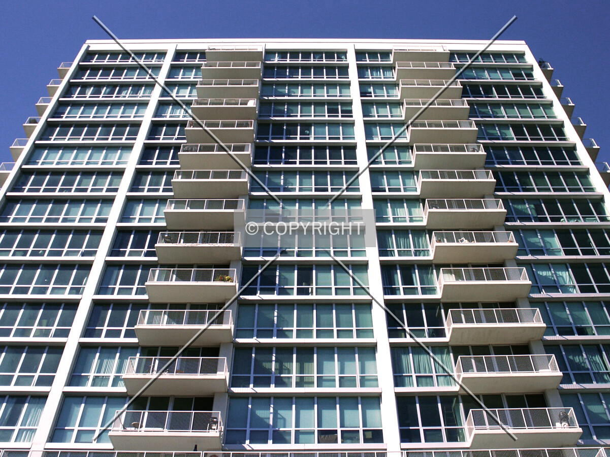 Looking up the east facade