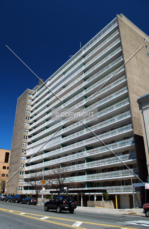 Viewed from the southwest along Ocean Avenue