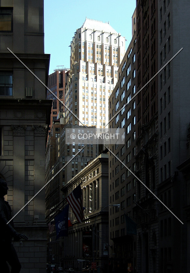 View from the northwest along Wall Street