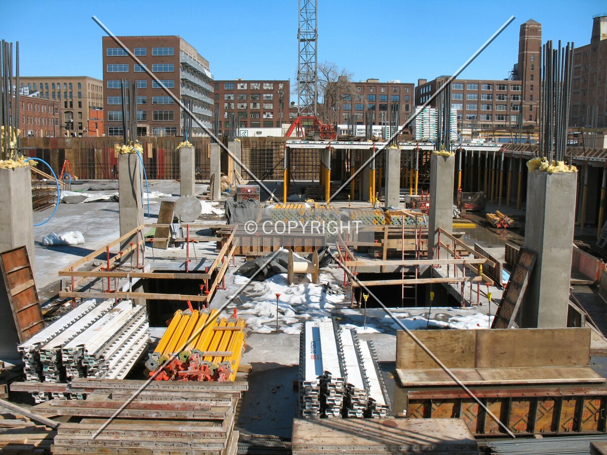 View to the northeast from 4th Street North, renovated warehouses forming the backdrop