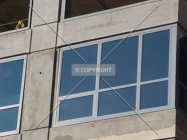 Window frame and surrounding concrete detail