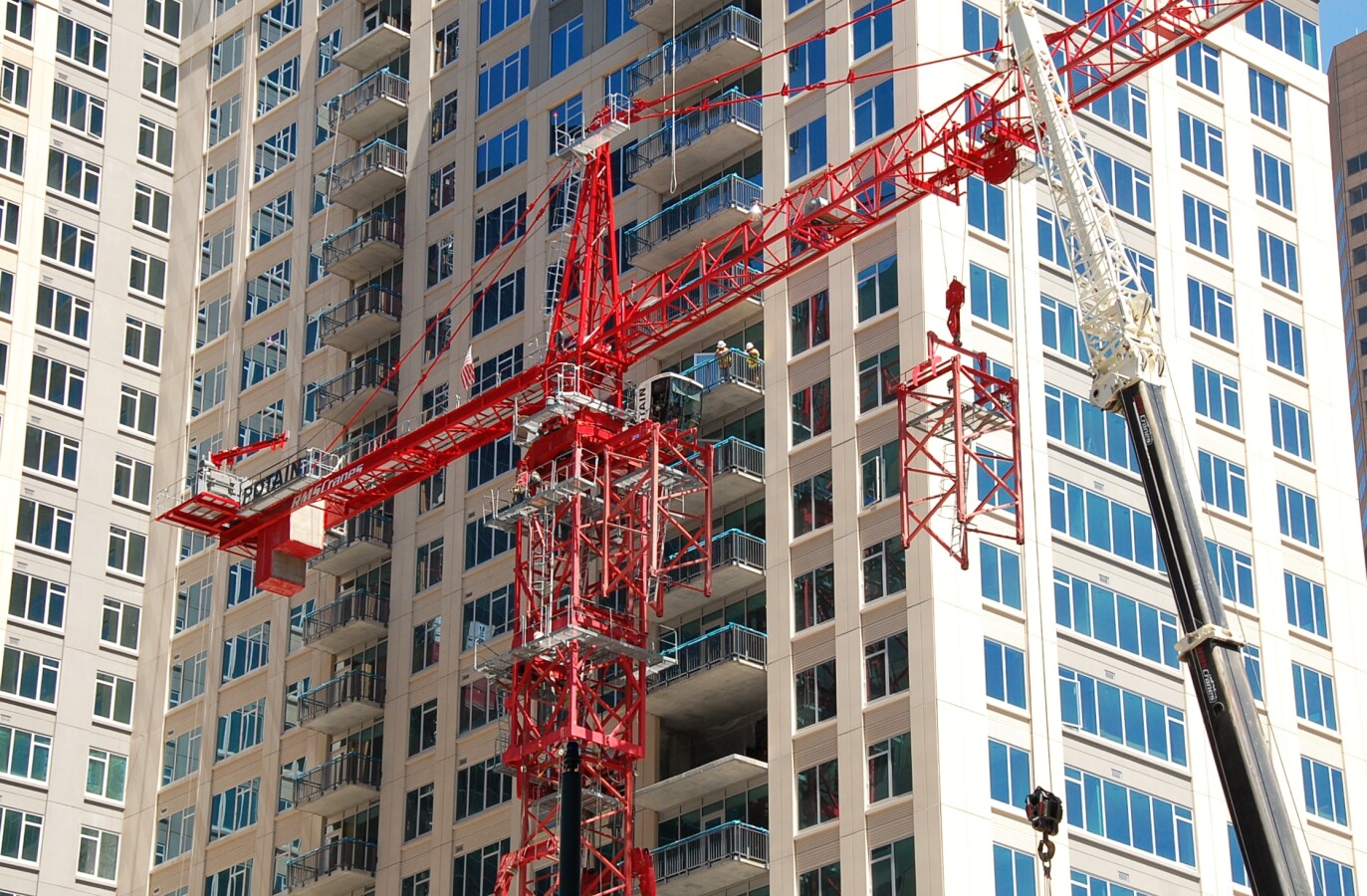 Crews dismantling the tower crane