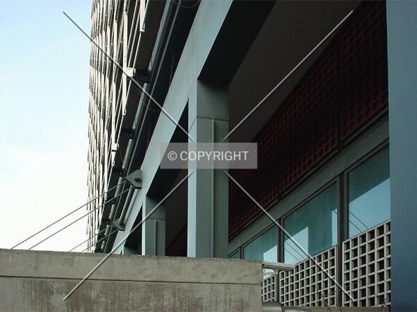 Structural detail at the base of the tower