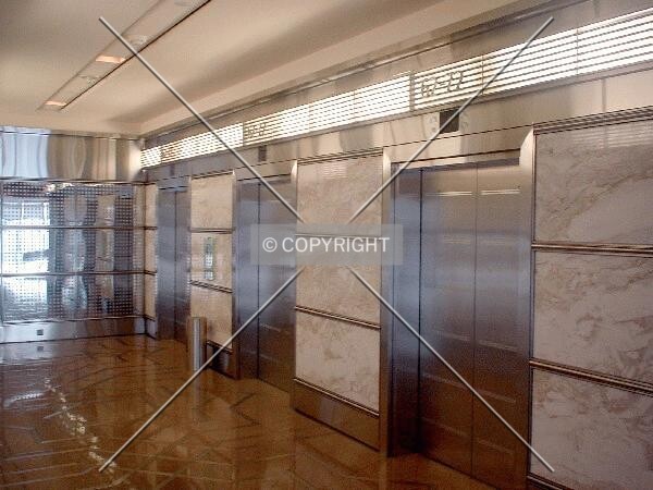 Lift lobby at the sky bridge level