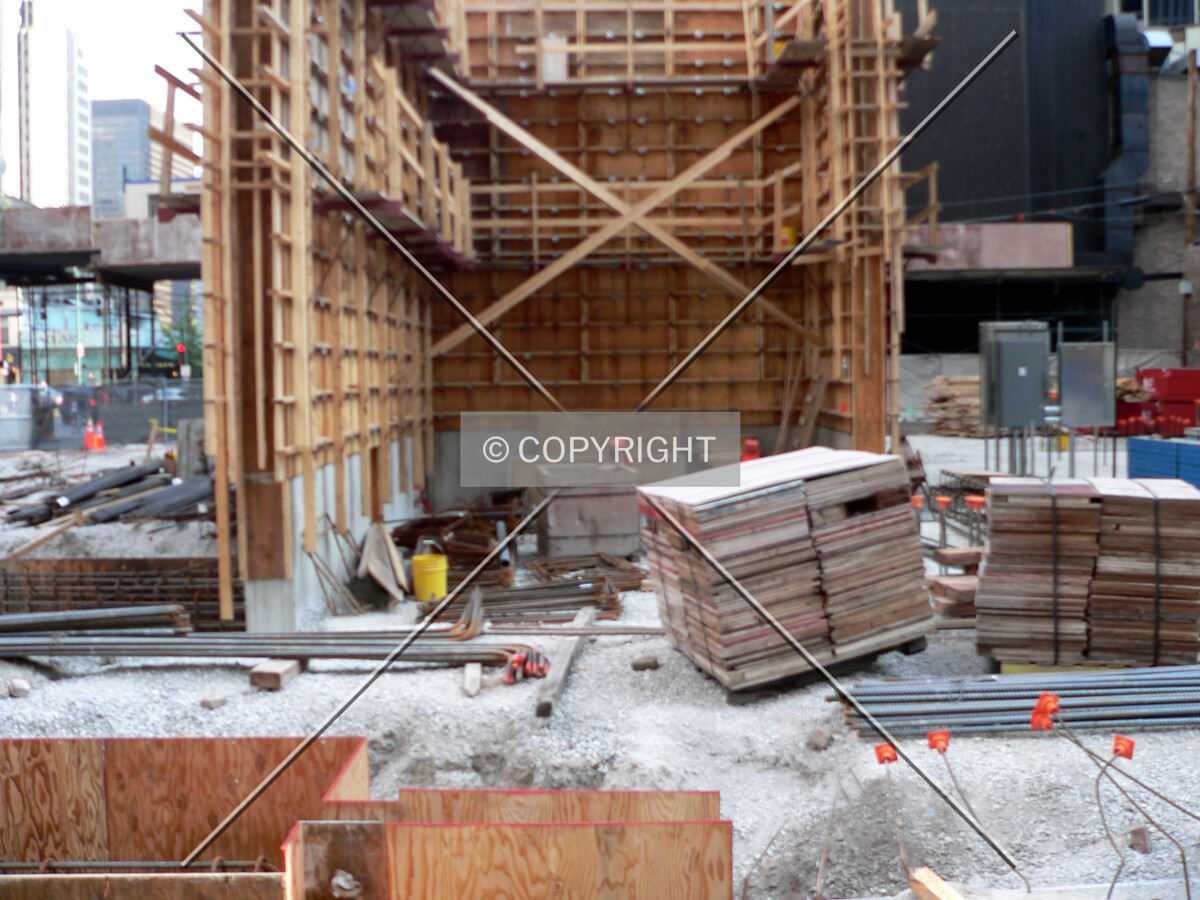 View to the south toward the formwork of the core