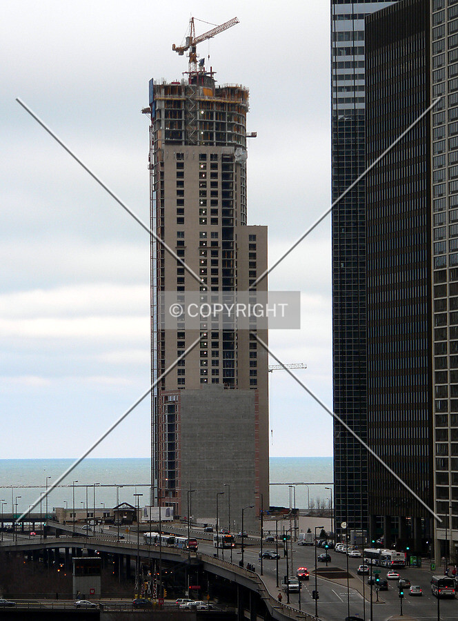 View to the east from a parking structure on Wabash and Kinzie