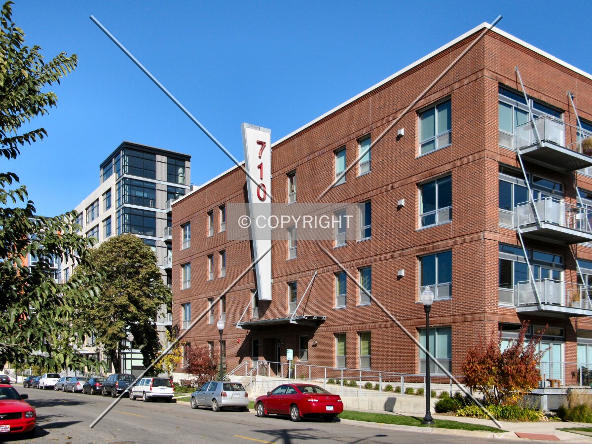 View to the north across 4th Street North, with 720 Lofts in background