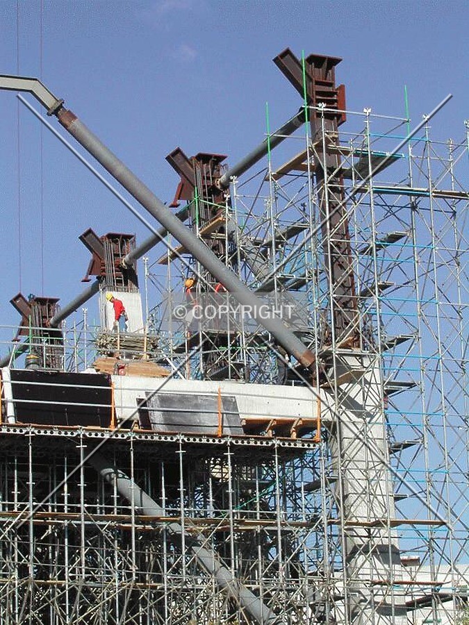View of the top of the east side columns