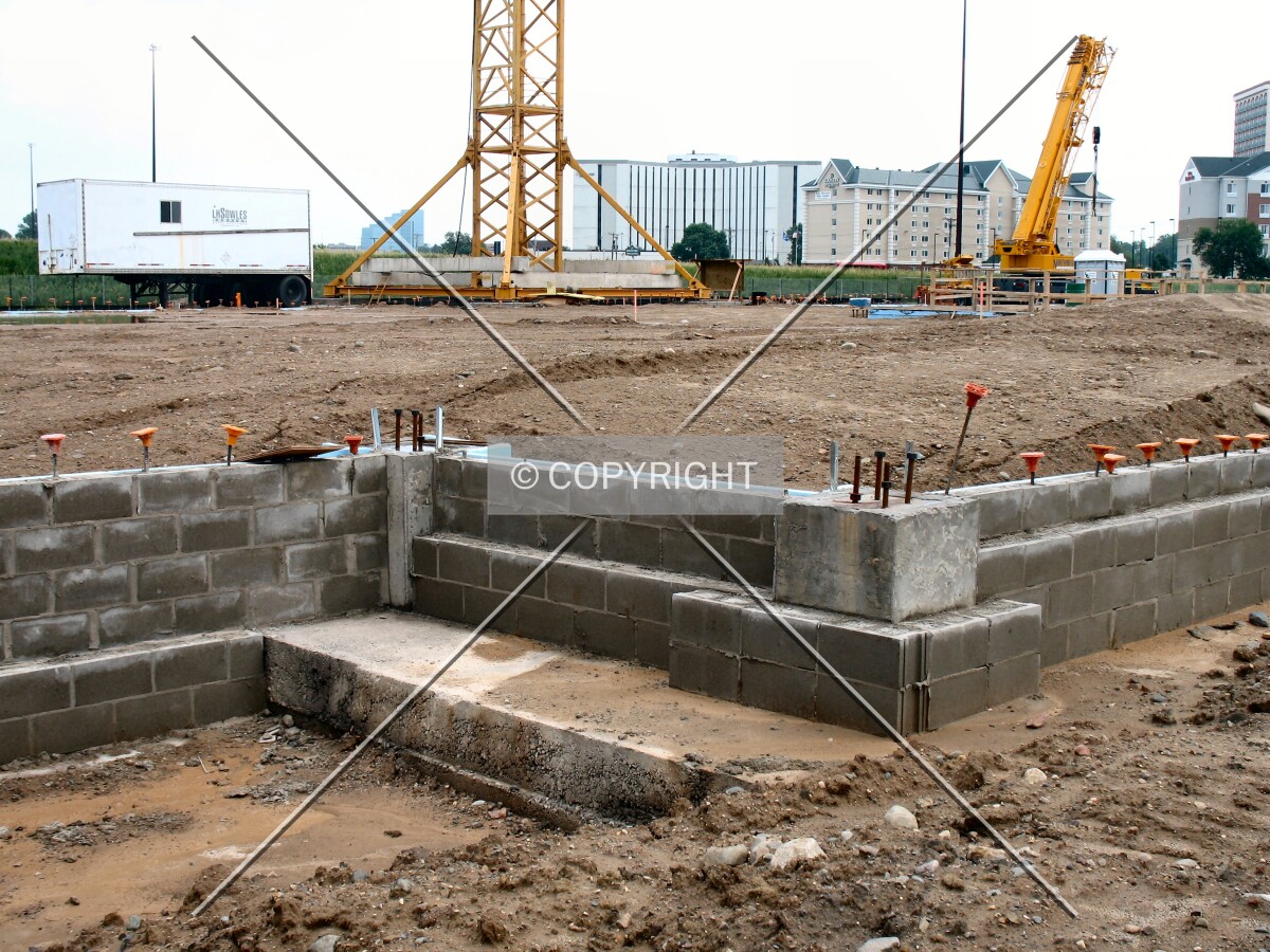 Foundation work and base of the tower crane from Norman Pointe Drive