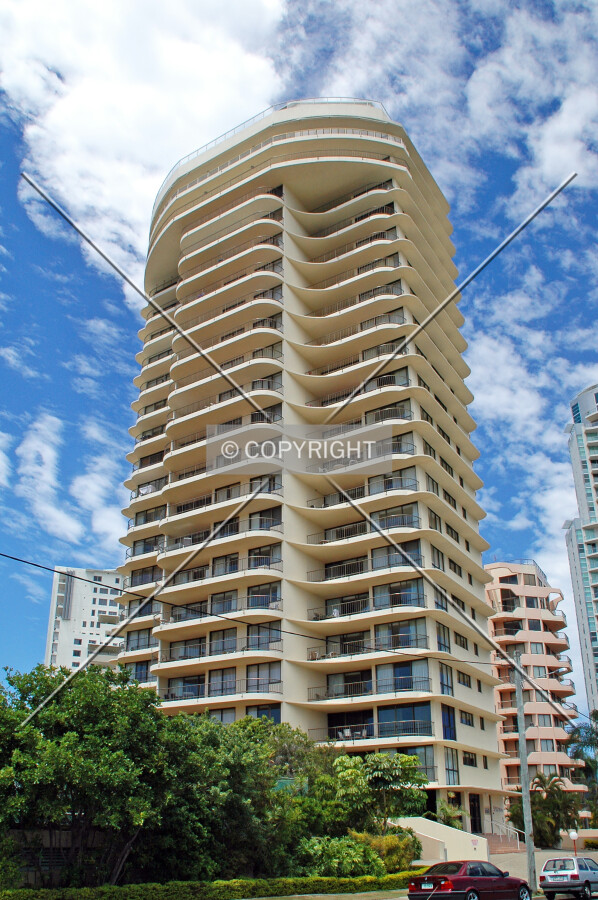 Looking up from River Drive