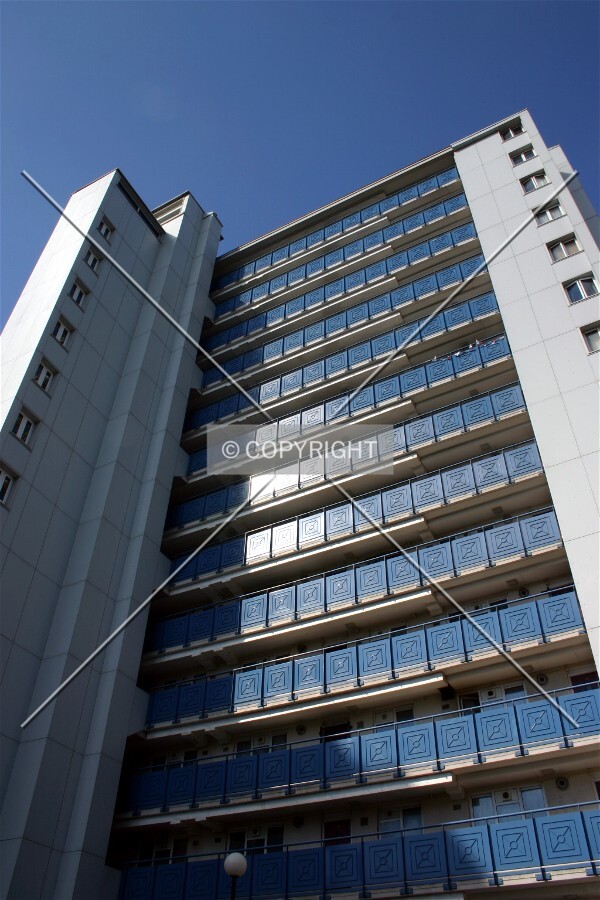 Looking up from street level