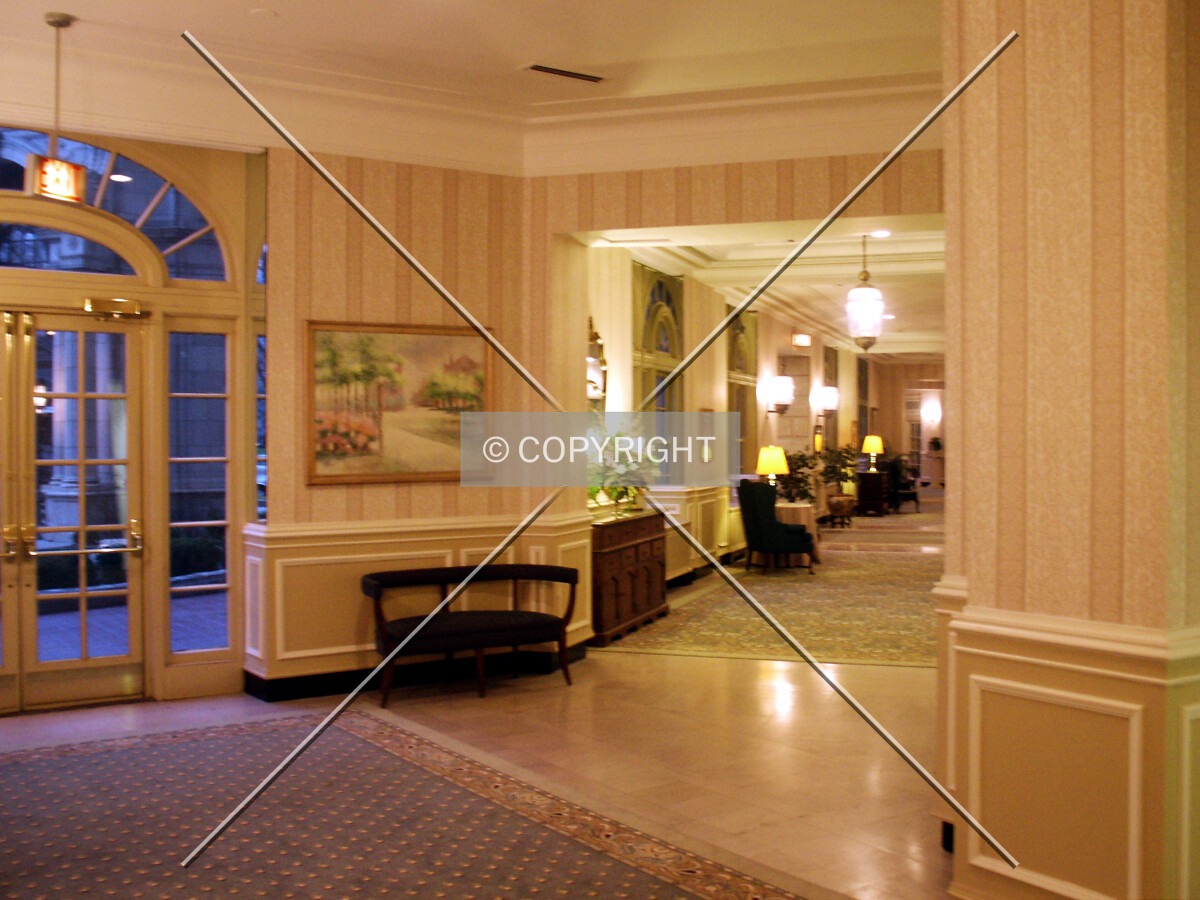 Looking west through the lobby